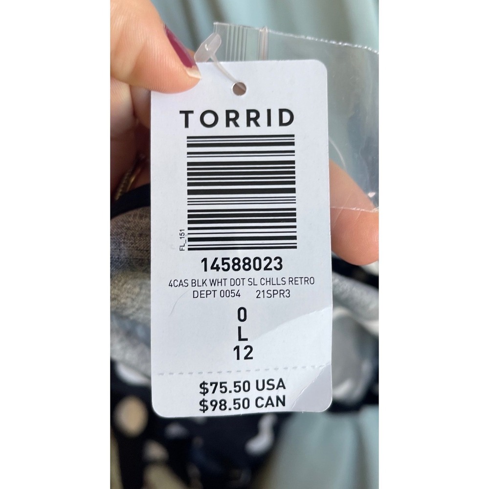 Torrid Black Challis Polka Dot Midi Dress Size L NWT Rockabilly Retro Chic - Picture 9 of 12